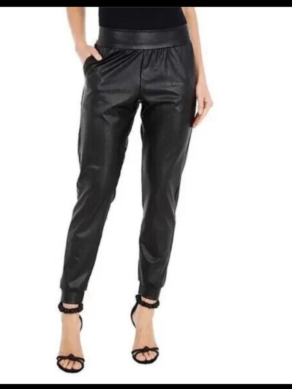 Commando Black Faux Leather Pocketed Joggers S - Picture 2 of 9